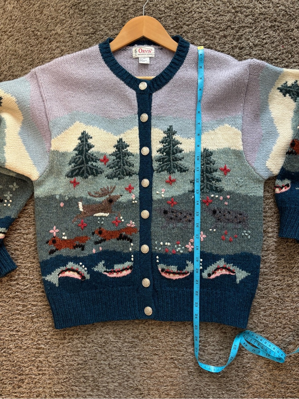 Orvis Woodland Trout Wool Sweater Cardigan - Picture 6 of 6
